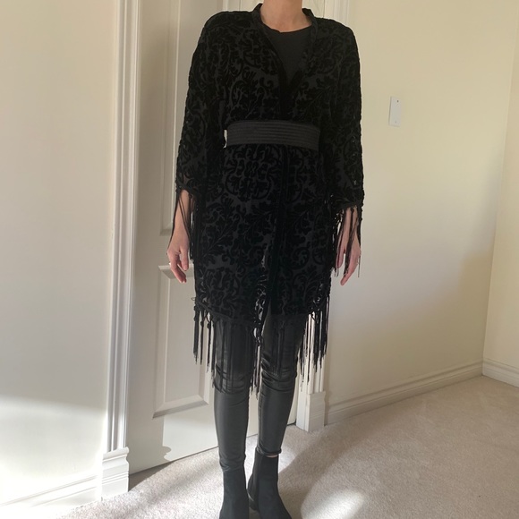 Zara Boho Black cut velvet kimono - Picture 6 of 11